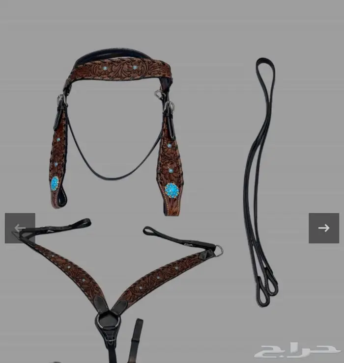 لجام جلد طبيعي وسرج ولباده وشكيمه 0