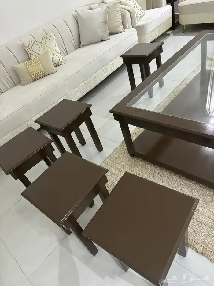 طاوله دورين للمحلس من فوق زجاجي   9 حدمه   3 زوايا 5