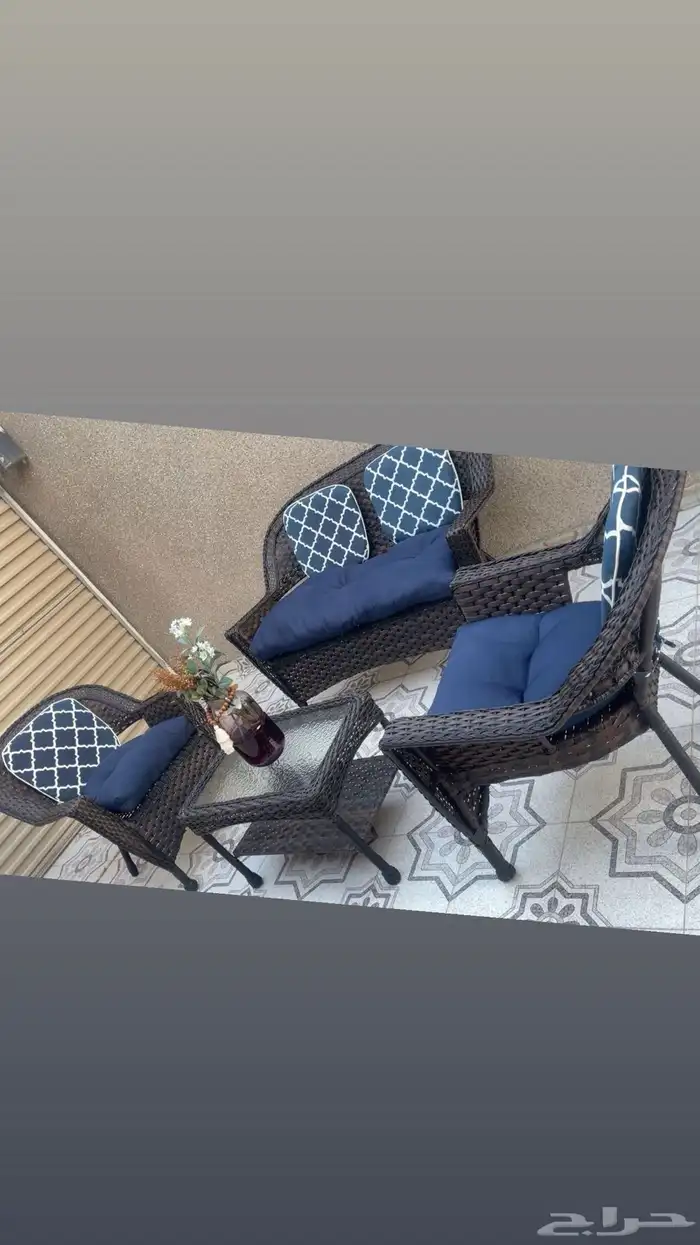 طقم جلوس خيمه او حوش4 قطع 3 كراسي1 طاولة قهوه 1