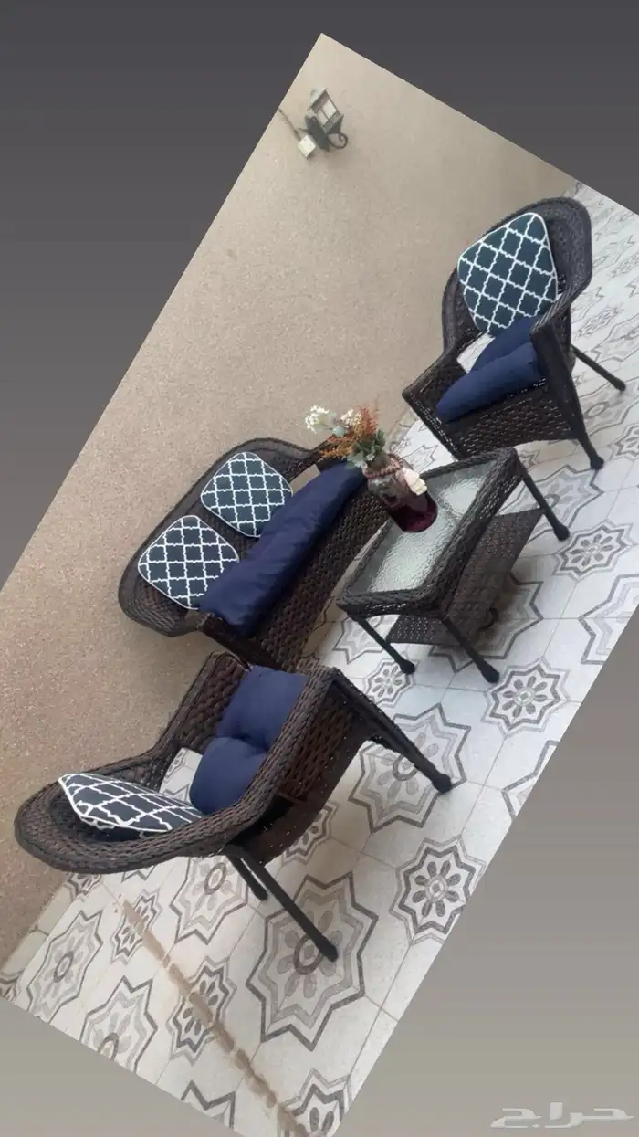 طقم جلوس خيمه او حوش4 قطع 3 كراسي1 طاولة قهوه 2