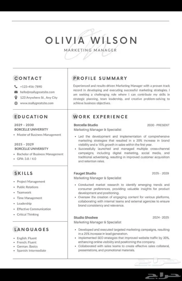 سيرة ذاتية cv Cv CV 4