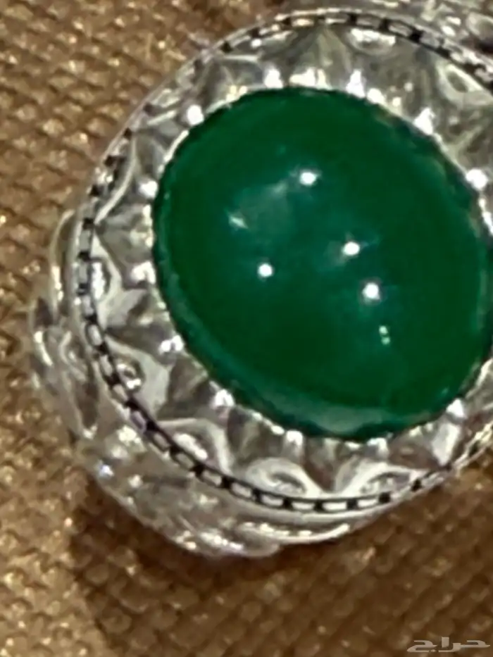 خاتم فضه رجالي عيار 925 بفص عقيق اخضر 8