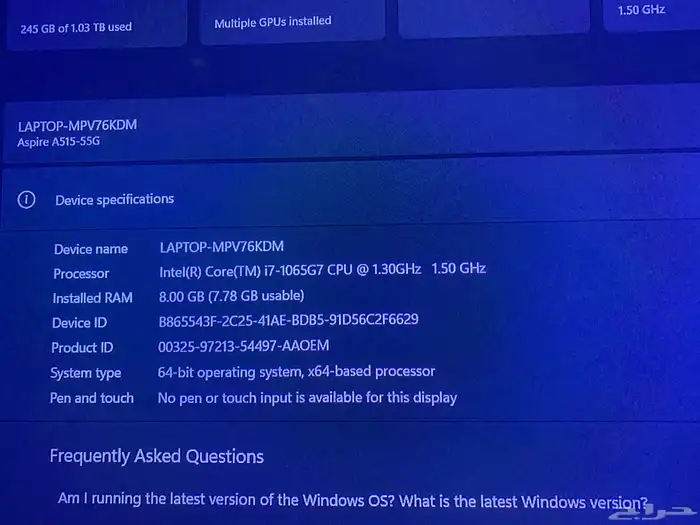 لاب توب ايسر اسباير 5 0