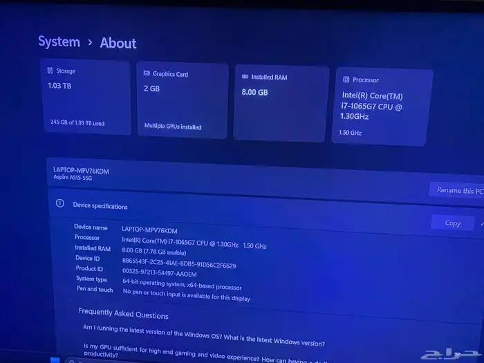 لاب توب ايسر اسباير 5 1