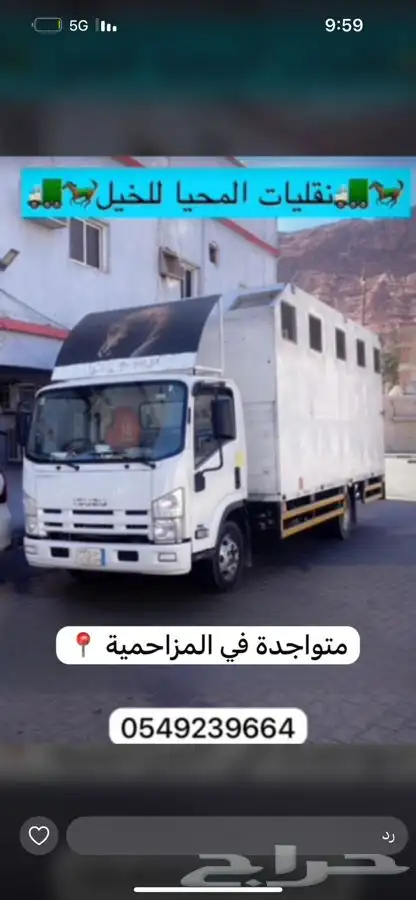 عربة نقل خيل 7 روس متواجده باالمزاحميه جاهزه لنقل 0