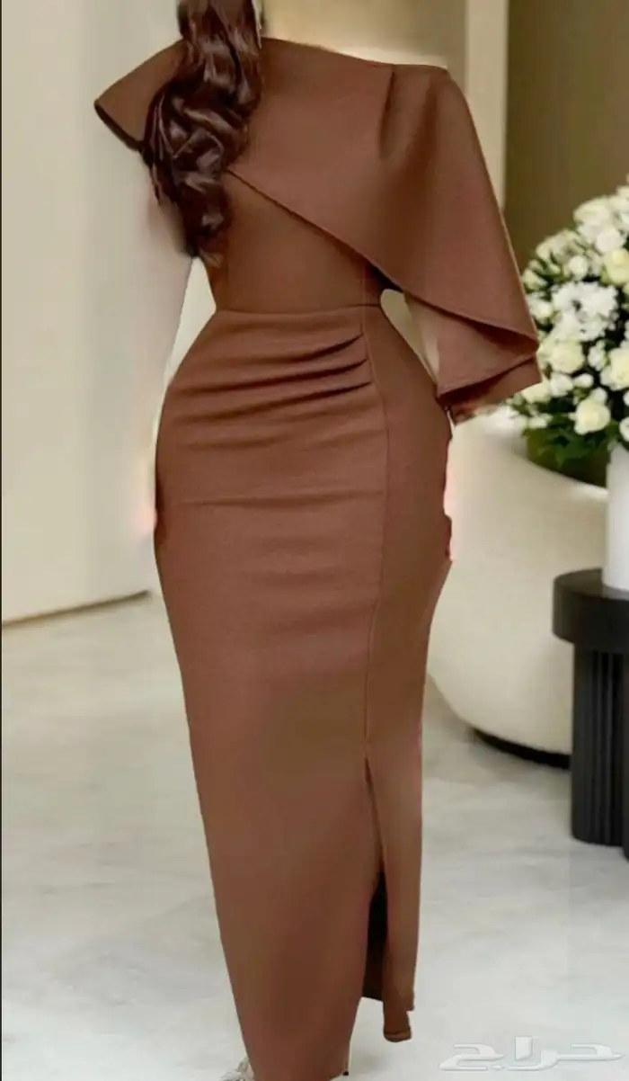 فستان بني 0