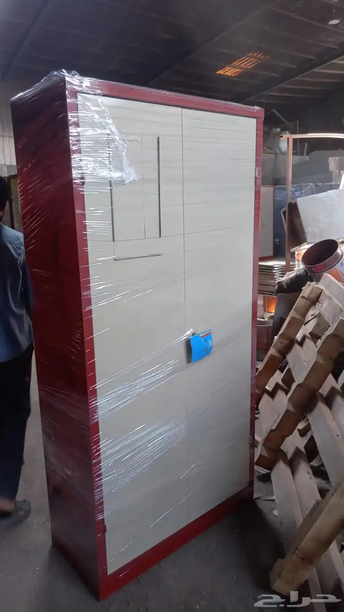 دولاب ملابس حديد بابين الون بيج بني جديد 5