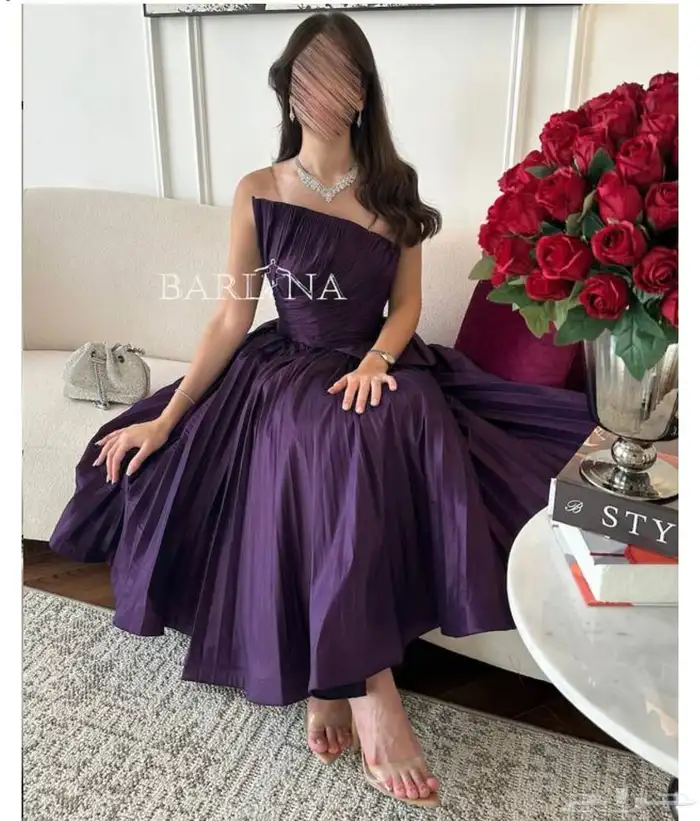 فستان فخم جدا  للمناسبات   لبس مره واحده فقط 0
