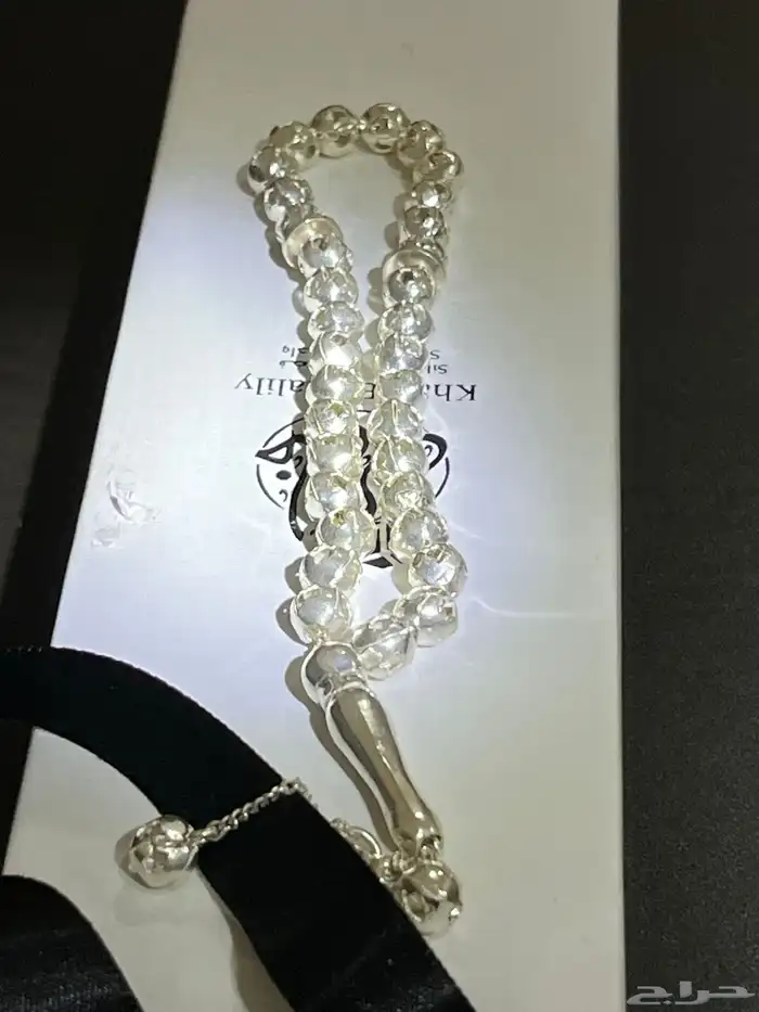 أحجار كريمه طبيعي ومسباح اصلي وفضه ايطالي عيار 925 35