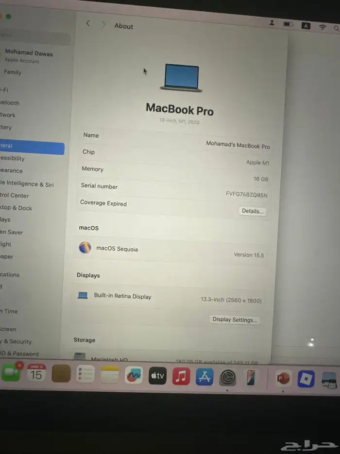 MacBook Pro   Apple M1   16GB   250GB   Light Use 0