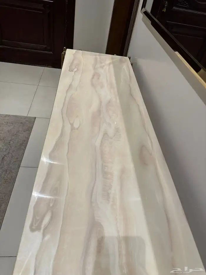 كونسول مدخل ستيل ذهبي و رخام مع مرايته 9