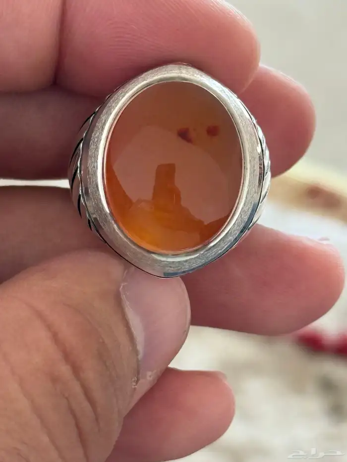 خاتم عقيق يماني مشمشي صياغه حامد 5