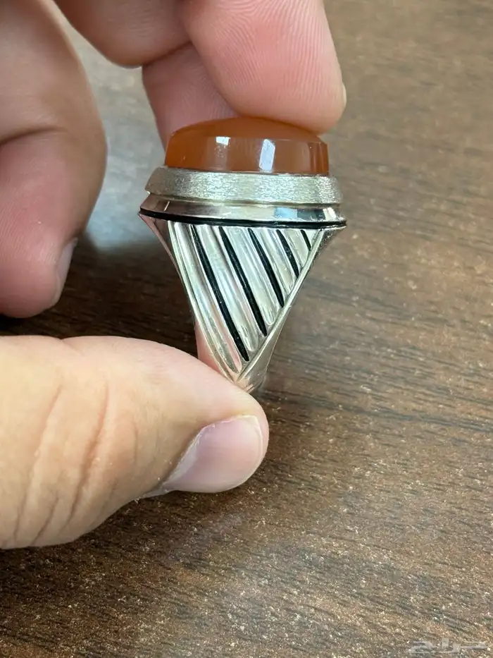 خاتم عقيق يماني مشمشي صياغه حامد 2