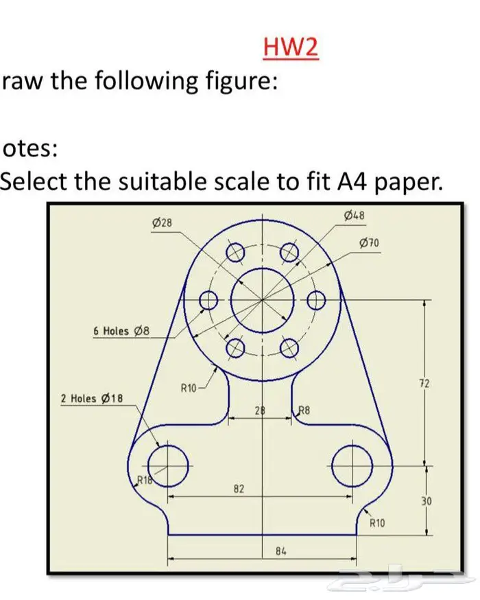 رسم هندسي دراونق لكلية الجبيل والمعهد التقني 8