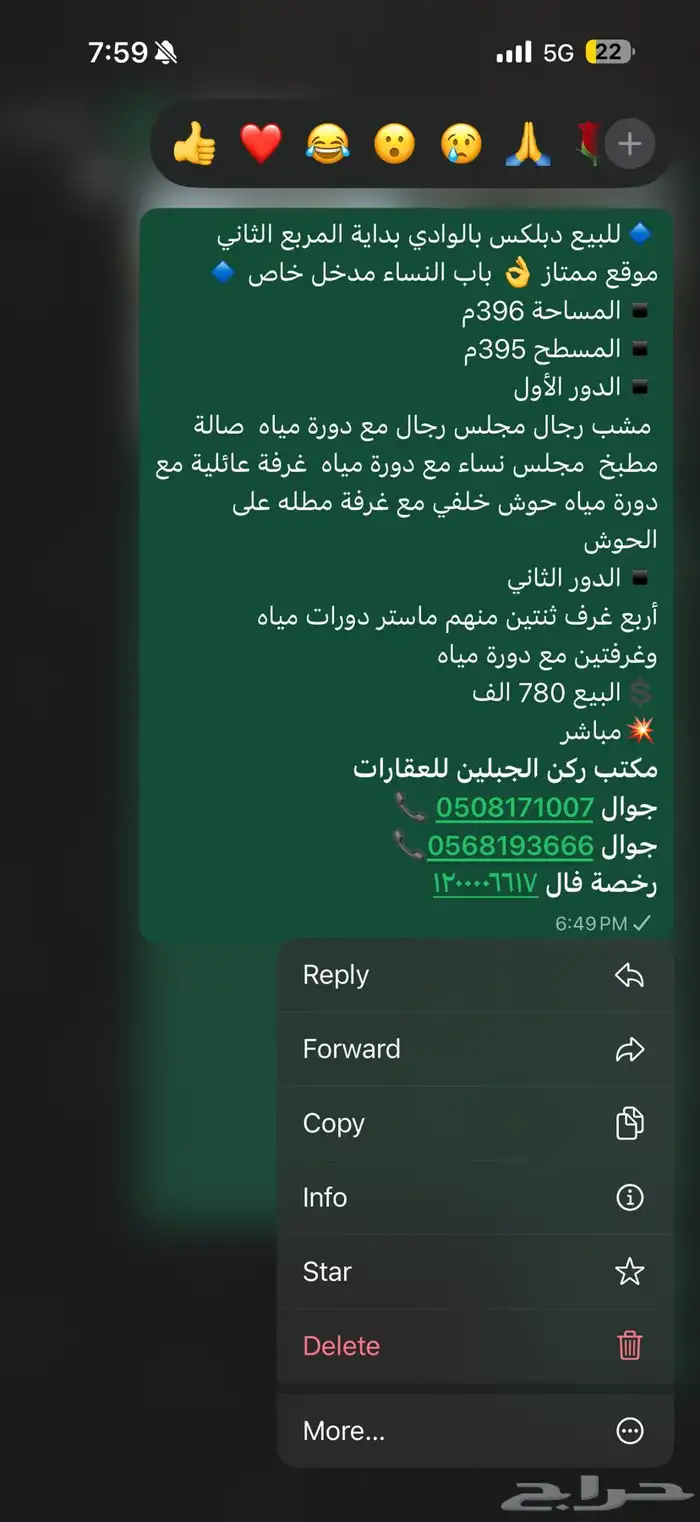 للبيع دبلكس الوادي المواصفات بالصوره 0