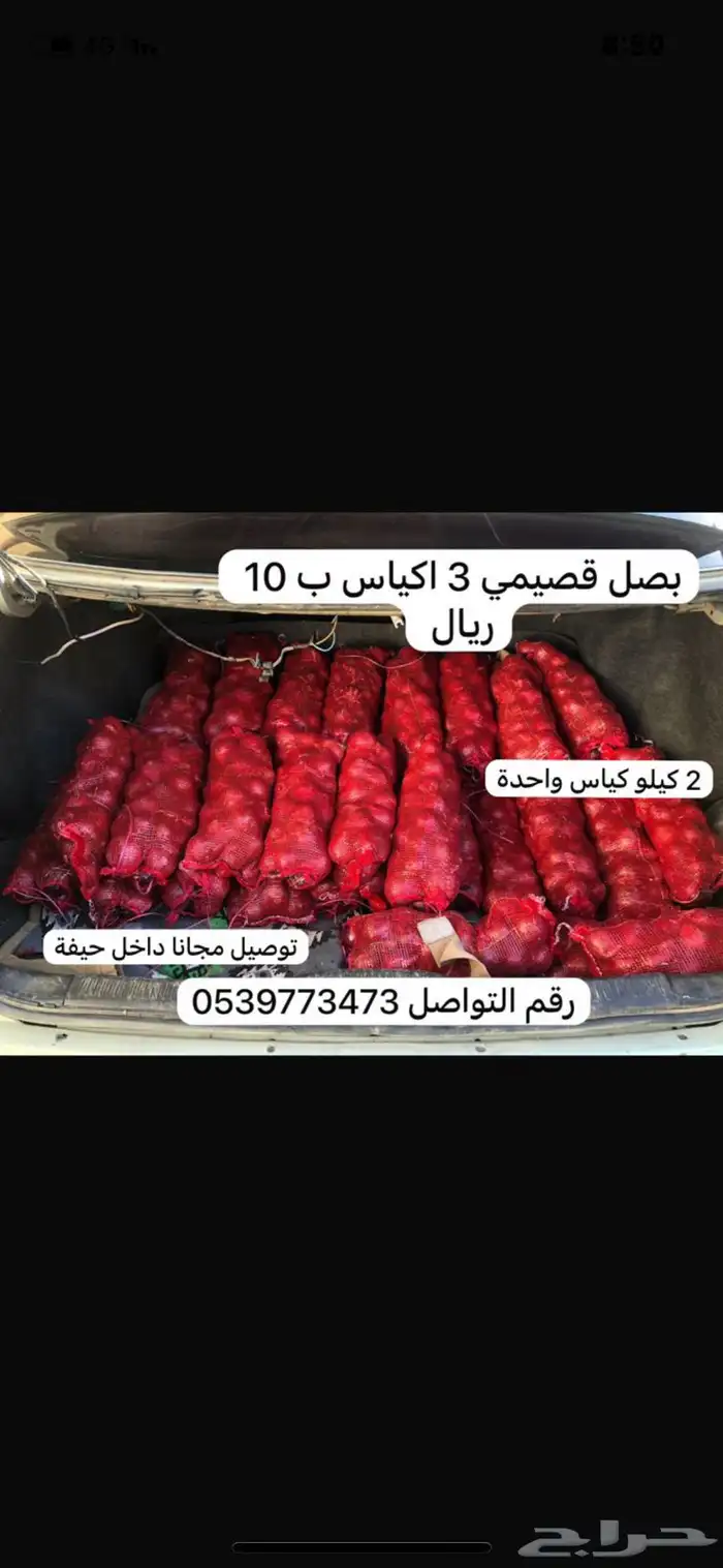 بصل قصيمي 3 اكياس ب 10 ريال - 2 كيلو ف الكيس 0