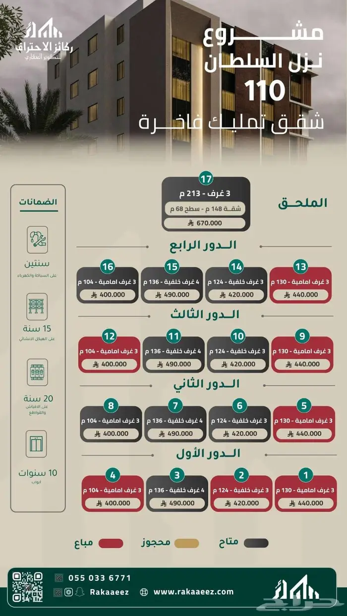 شقة للبيع 3 غرف نزل السلطان 110-بطحاء قريش جامع التعاون 1