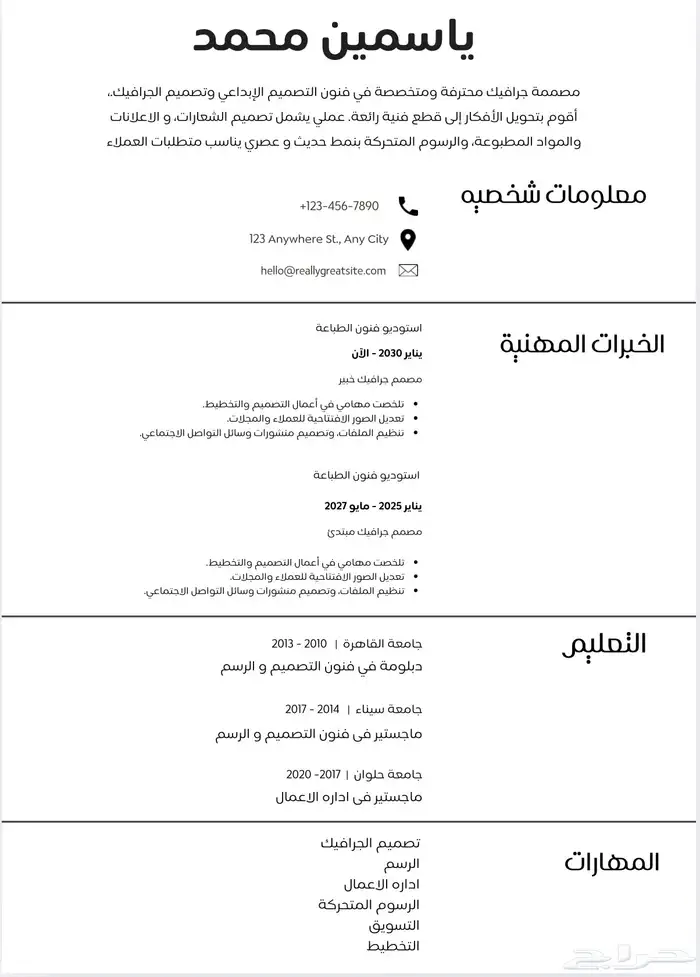 تصميم سيرة ذاتيه نظام ATS 0