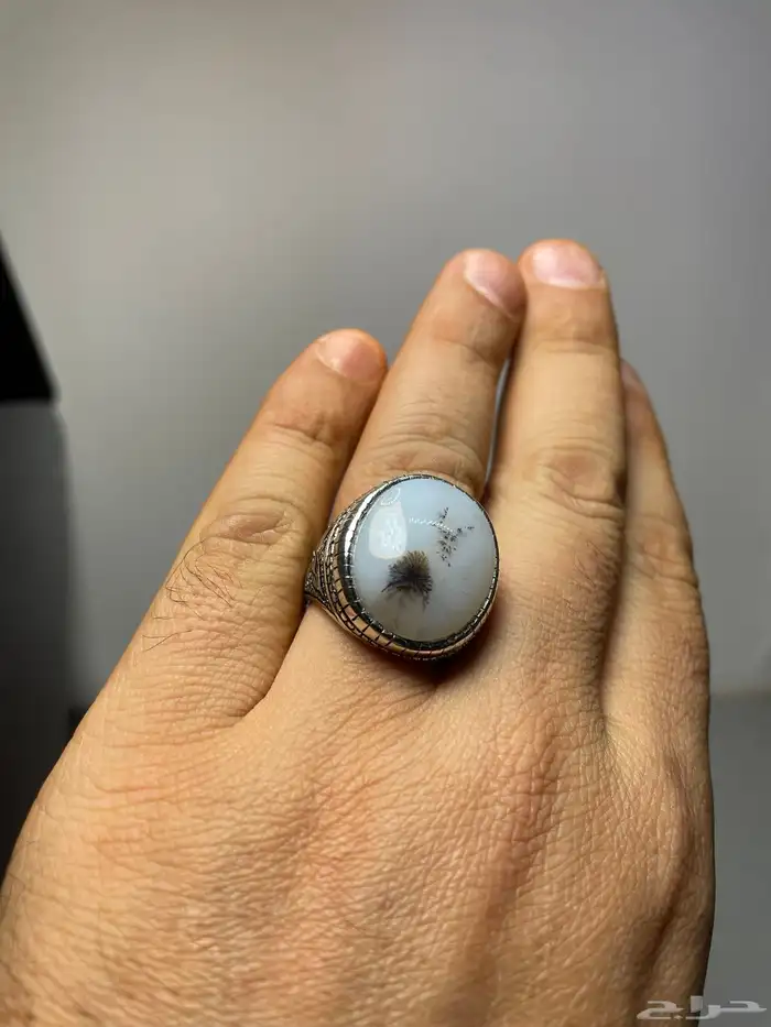 خاتم فضة بحجر عقيق يماني شجري 2