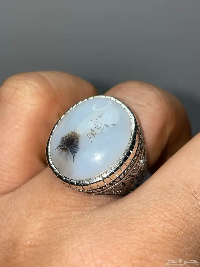 خاتم فضة بحجر عقيق يماني شجري 1
