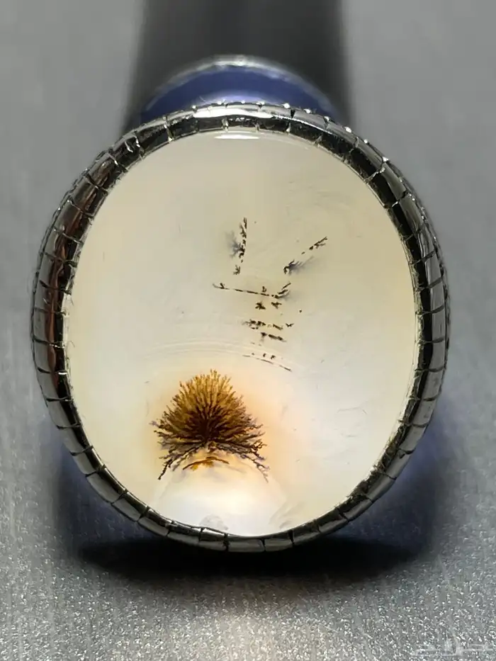 خاتم فضة بحجر عقيق يماني شجري 4