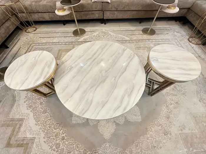 طاولة مجلس نساء 3 قطع رخام 0