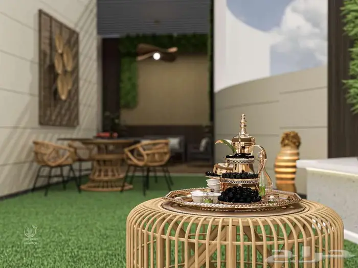 ديكورات تركيبات فن العشب خشب خارجى عشب بامبو خيزرات 1