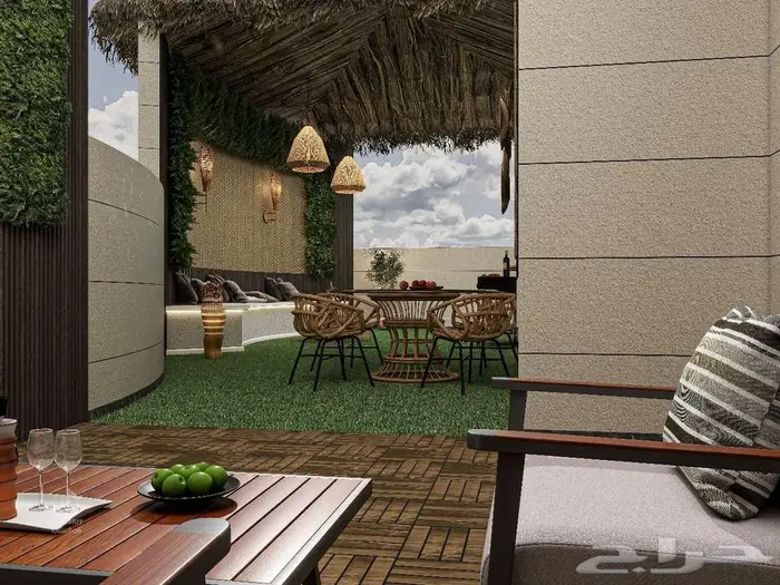 ديكورات تركيبات فن العشب خشب خارجى عشب بامبو خيزرات 6