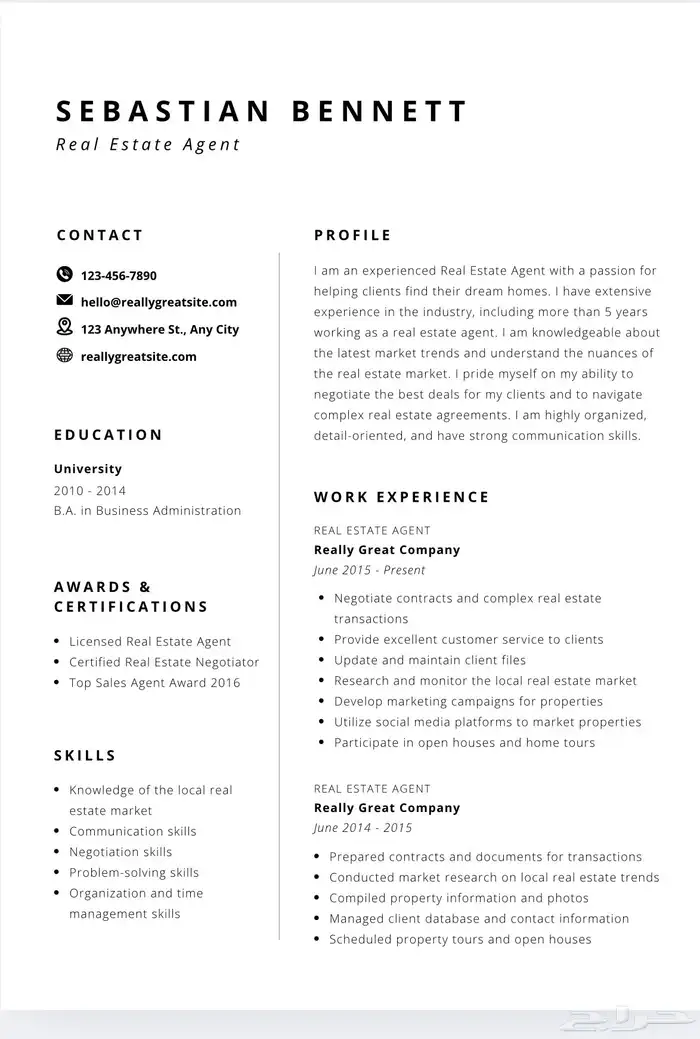 تصميم سيرة ذاتيه بنظام ATS باللغتين العربيه والانجليزيه 1