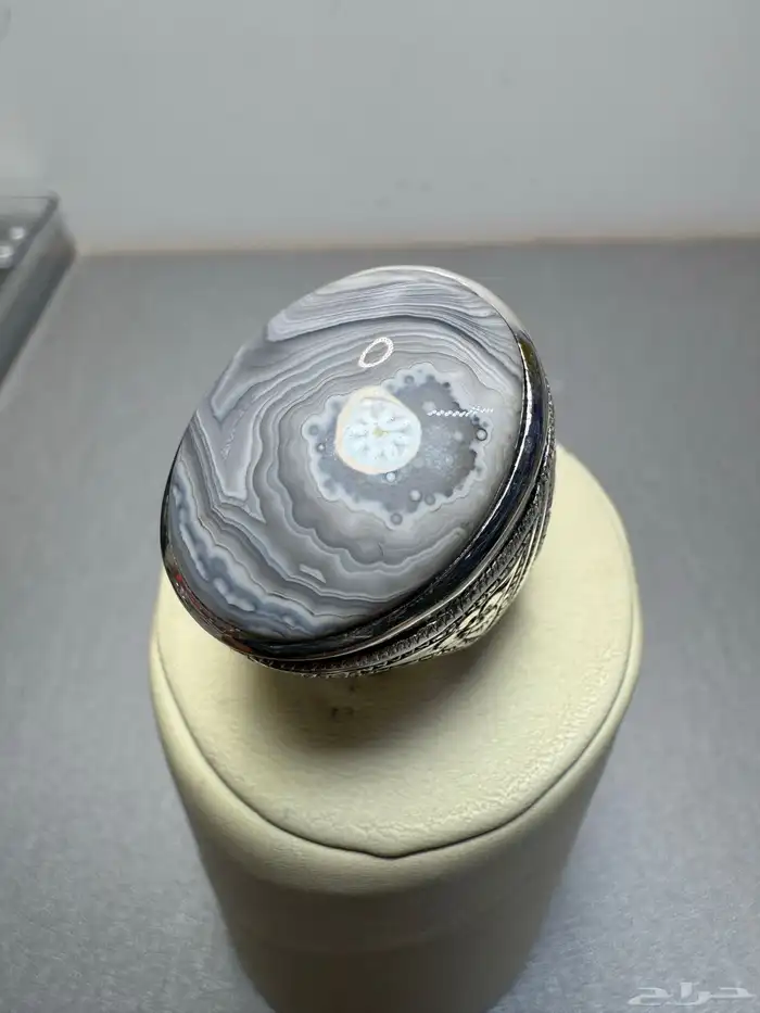 عقيق يماني مصور ابيض ثلجي نوادر 2