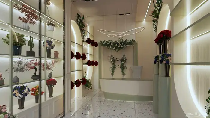 تصميم داخلي وديكور لمحل ورد 0