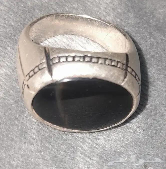 خاتم فضه حجرعقيق عيار 925 مع ختم مبارك 0