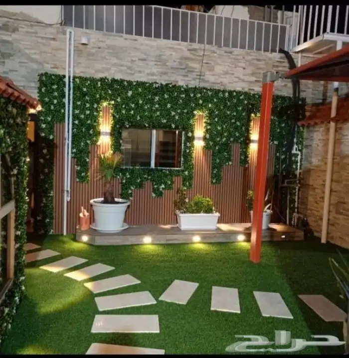 وجايه بديل الخشب مع مظلات ونوافير وشلالات عشب 15