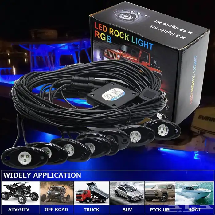 مصابيح روك LED RGB 16 تحكم صوتي لاسلكي عن بعد عبر التطبيق 0