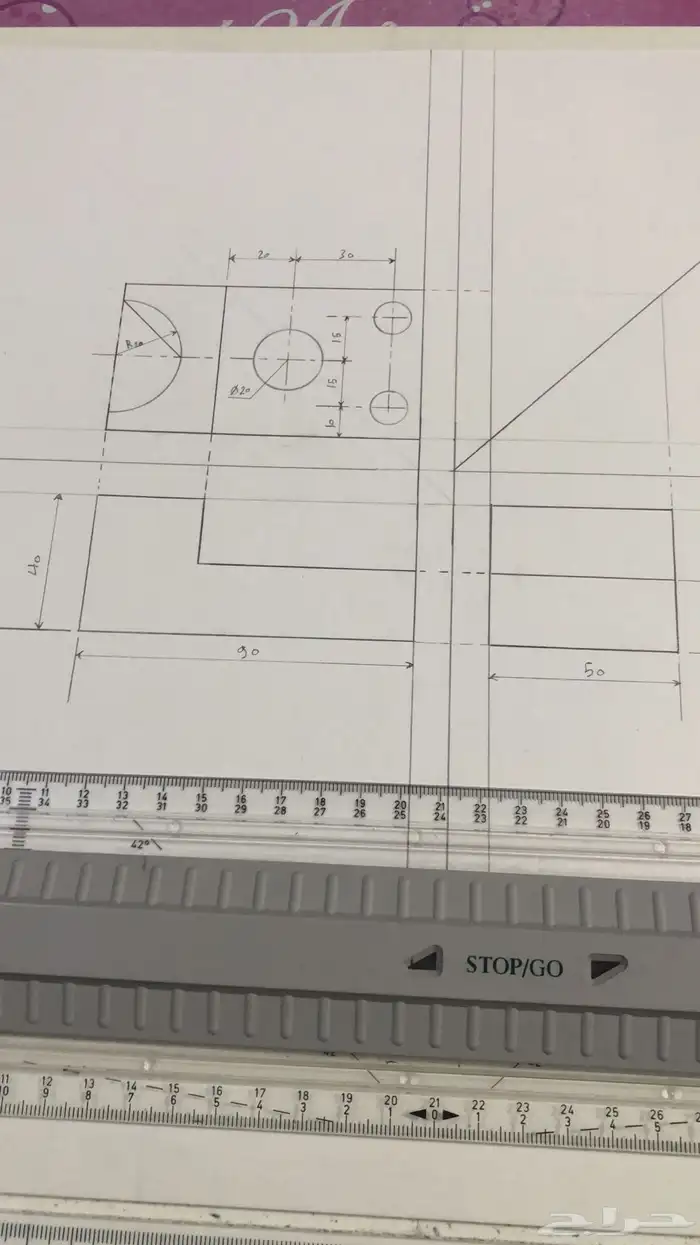 رسم هندسي دراونق لكلية الجبيل والمعهد التقني 3