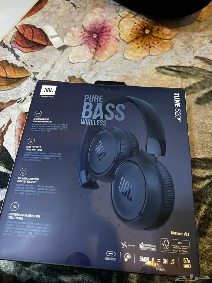 سماعة JBL Tune 520BT أصلية شبه جديدة (مفتوحة فقط 0