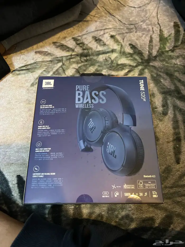 سماعة JBL Tune 520BT أصلية شبه جديدة (مفتوحة فقط 2