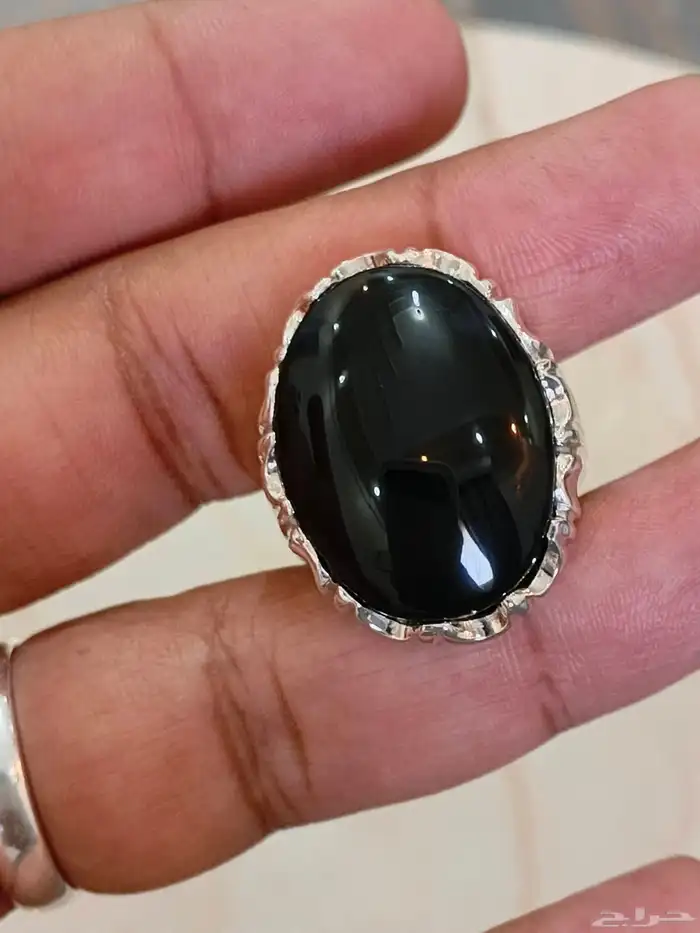 خاتم فضة بحجر الجزع اليماني 0