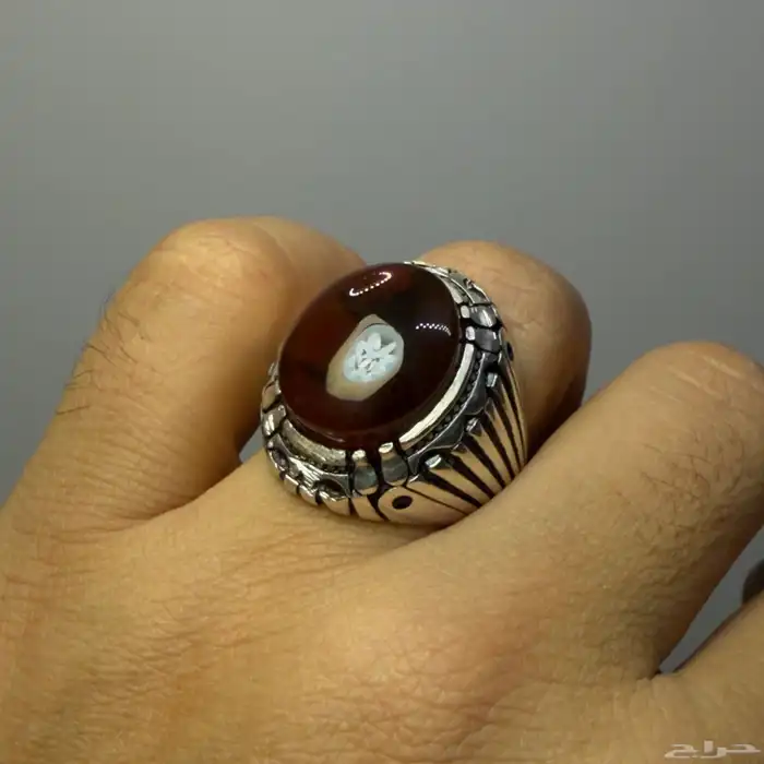 خاتم فضة بحجر عقيق يماني مصور 2