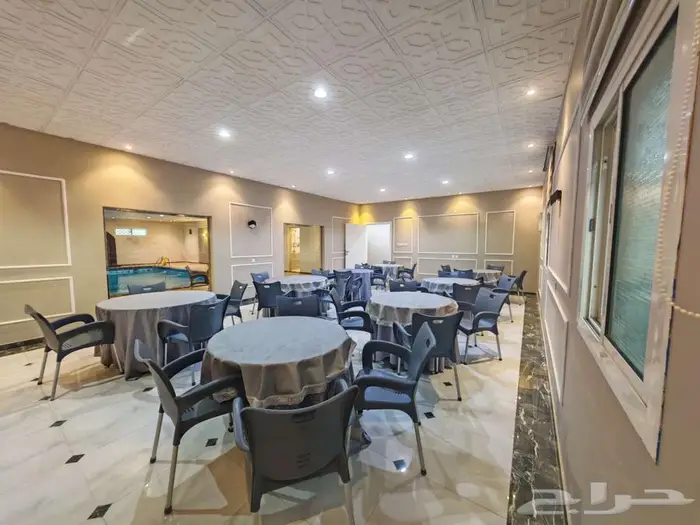 استراحة هابي نايت قسمين كبيره ومسبح كبير بسخان وملعب طايره 24