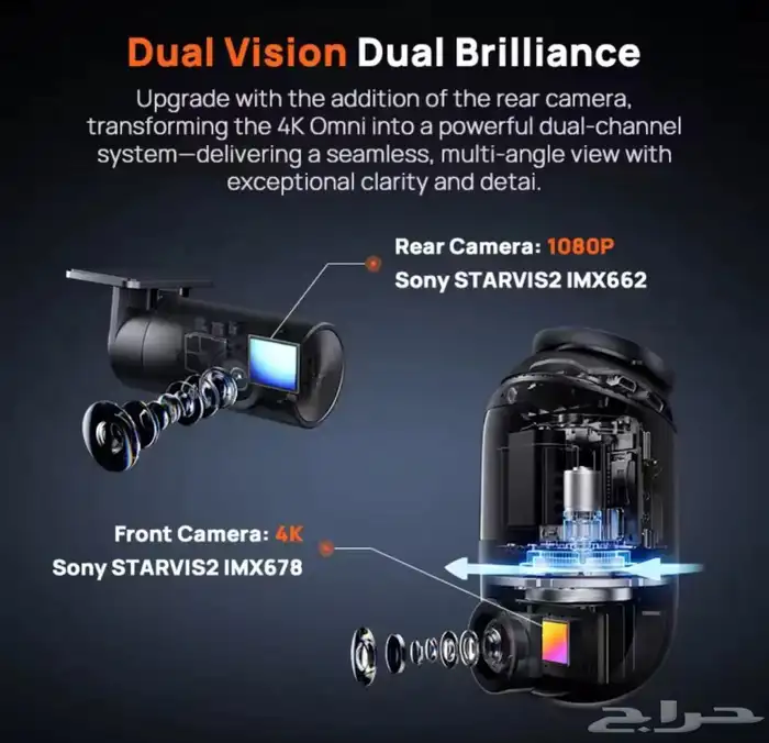 داش كام 360 درجة أمامية وخلفية Omni X800 بدقة 4K من 70mai 5