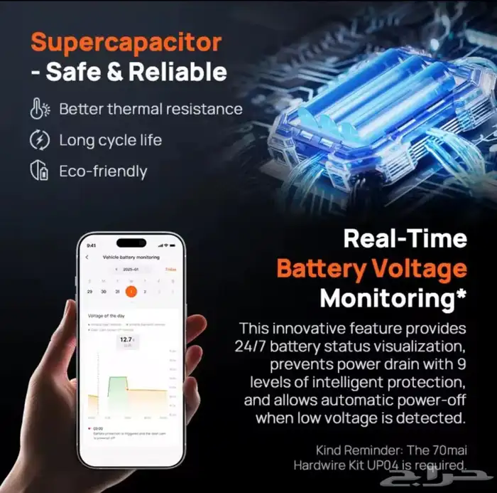 داش كام 360 درجة أمامية وخلفية Omni X800 بدقة 4K من 70mai 6