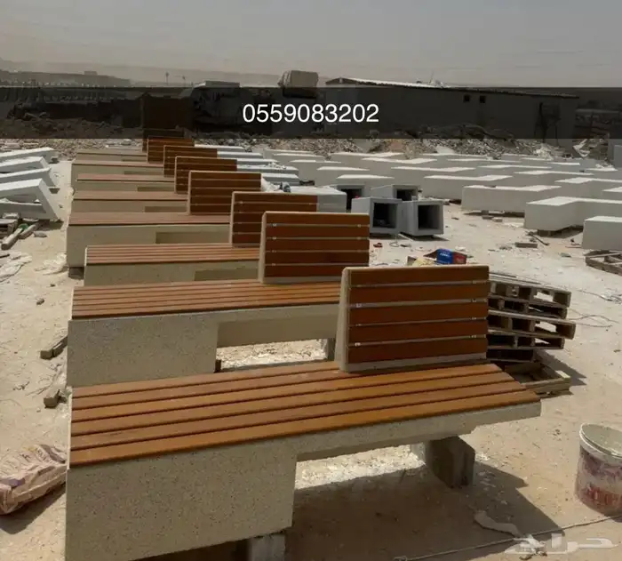 كراسي خرسانية حاويات نفايات وطاولات جلسات خرسانية 9