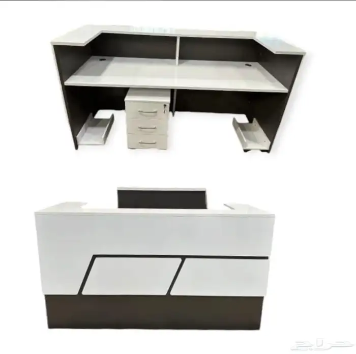 مودرن مكتب فخم ابيض  رمادي طقم بارتيشن اجتماع الاستقبال كنب 34