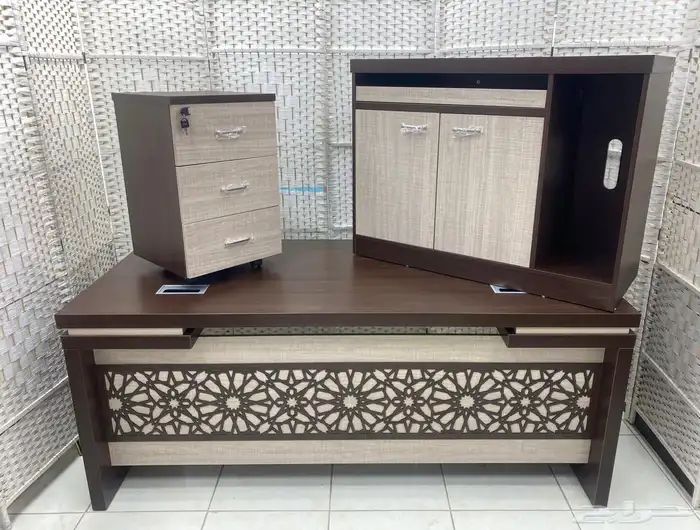 مجموعة مكتب تنفيذي فاخرة مع خزانة 3