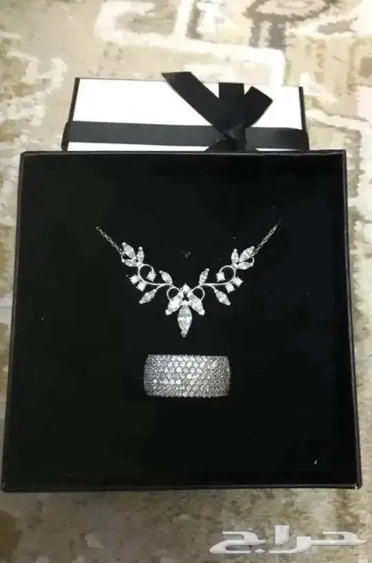 عقد وخاتم فضة اصلي جديد فاخر 1