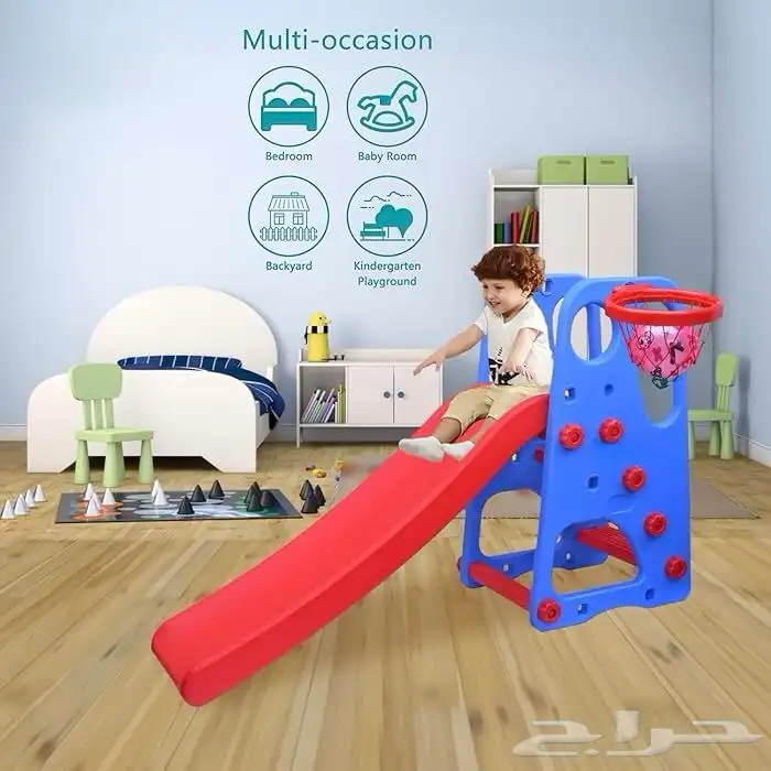 زحليقة اطفال بلاستيكية - زحاليق اطفال مع كرة سلة حجم الوسط 6