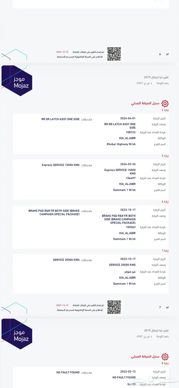 كيا كارنيفال 2019 وارد الجبر مالك اول 6 سلندر 51