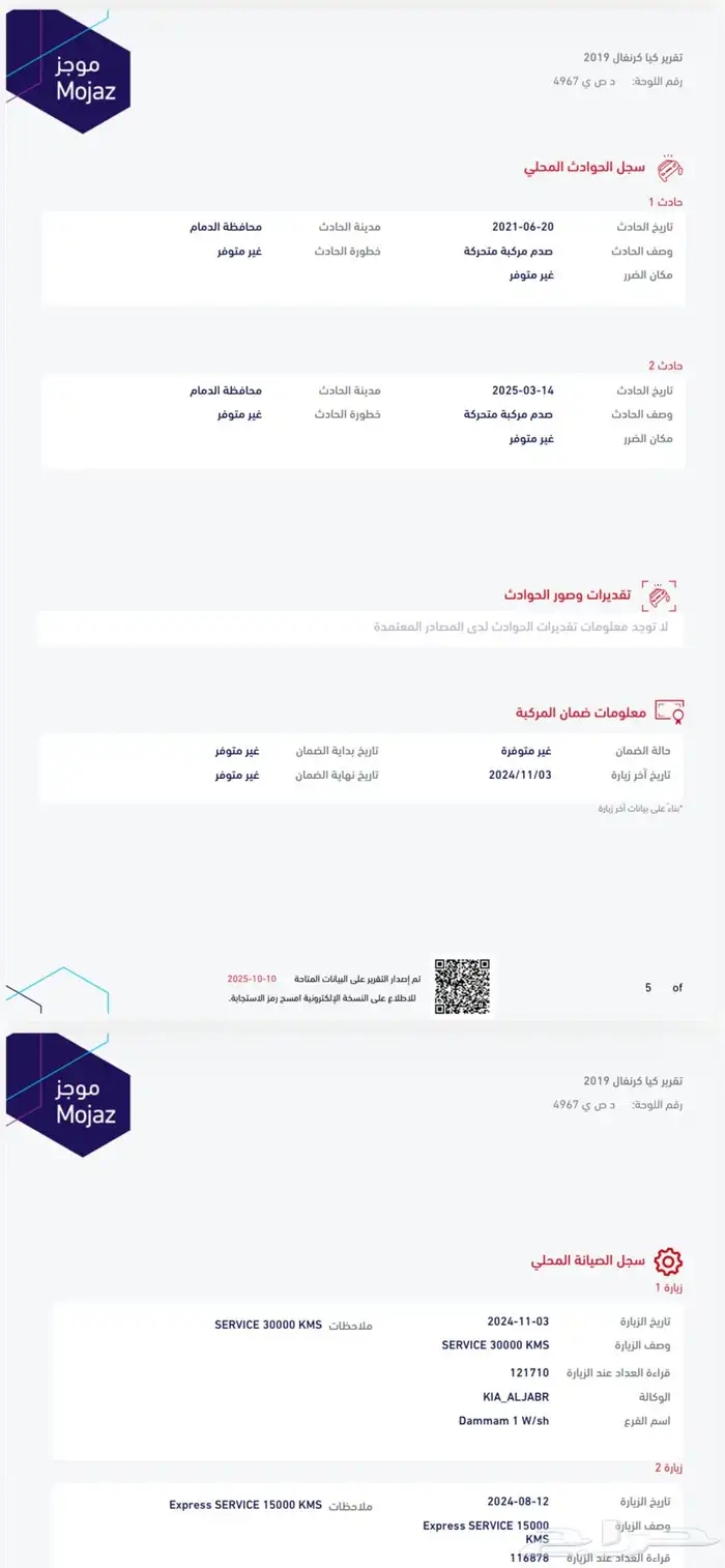 كيا كارنيفال 2019 وارد الجبر مالك اول 6 سلندر 50