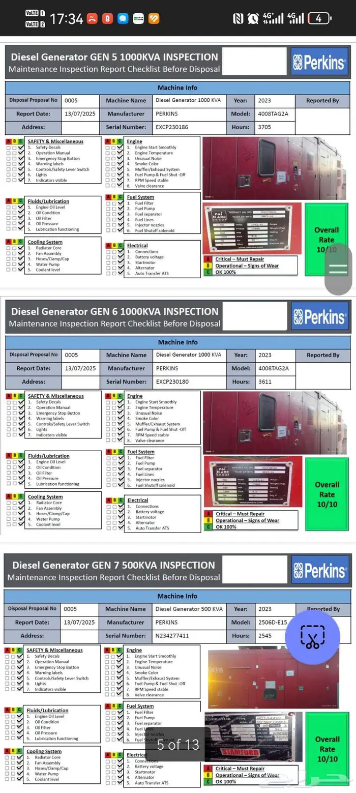 مولدات كهرباء ديزل 500KVA 1000KVA 1250KVA Perkins   Cummins 3